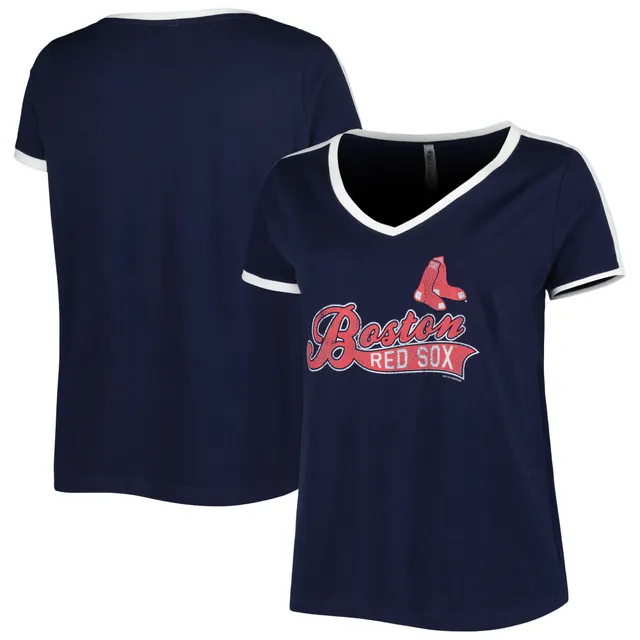 Soft As A Grape Women's Navy Milwaukee Brewers Plus V-Neck Jersey T-shirt