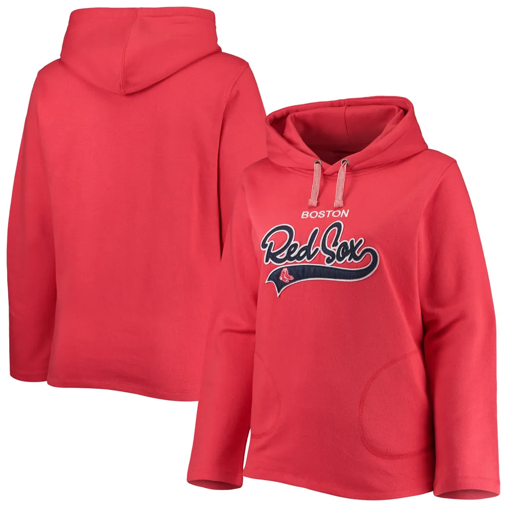 Boston Red Sox Soft as a Grape Women's Rugby Pullover Hoodie - Navy/Red