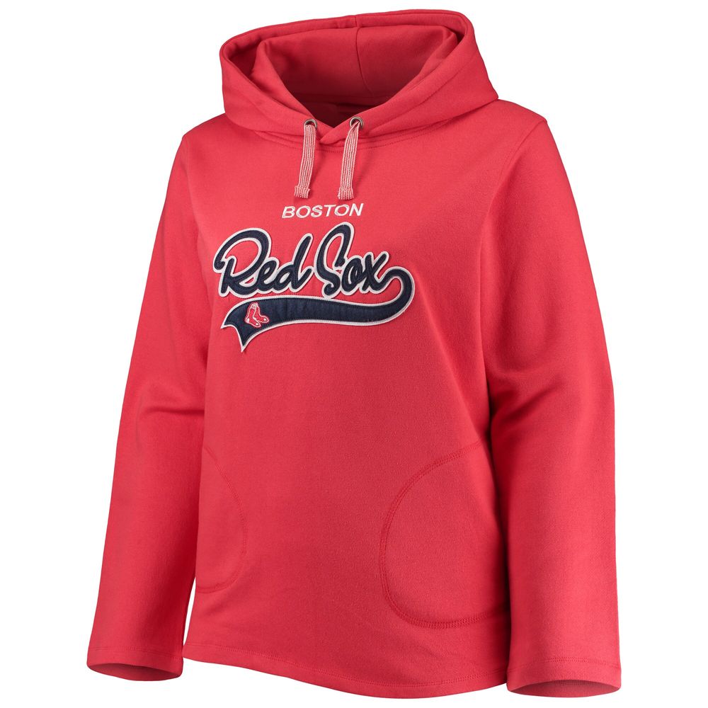 Women's Soft as a Grape Red Boston Sox Plus Side Split Pullover Hoodie