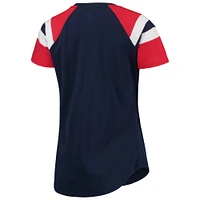 Women's Starter Navy/Red Boston Red Sox Game On Notch Neck Raglan T-Shirt