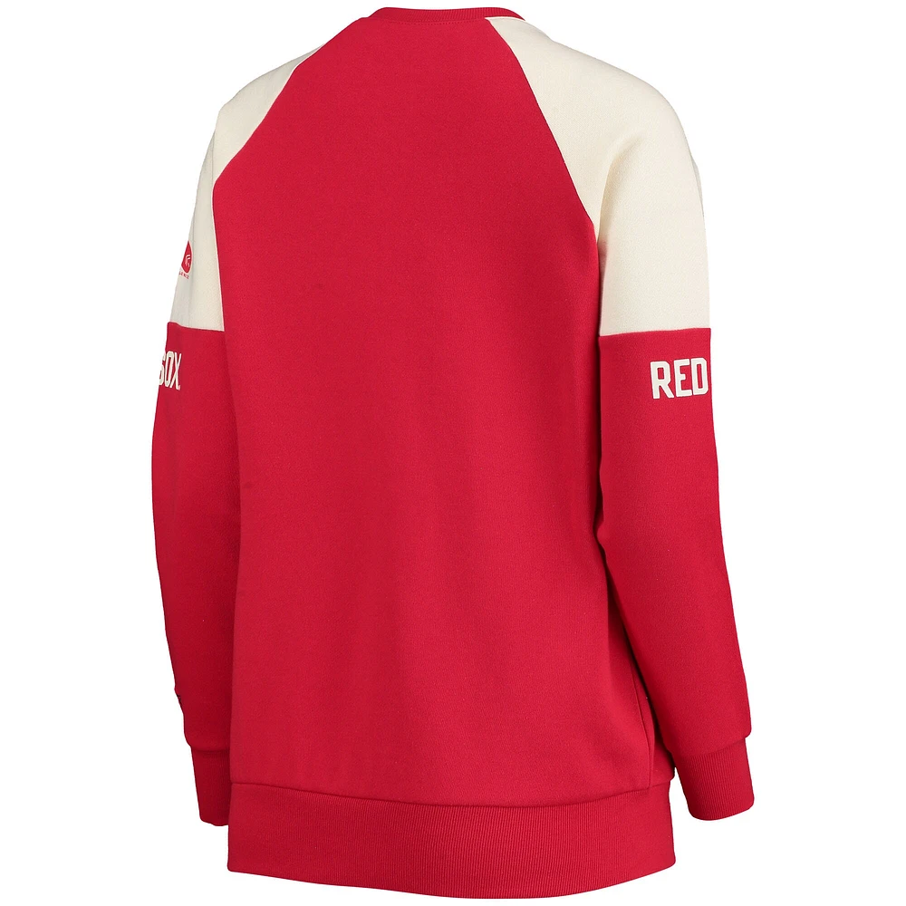 Women's Starter Red/Navy Boston Red Sox Baseline Raglan Pullover Sweatshirt