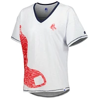 T-shirt à encolure en V Starter Red Sox des Boston pour femme, blanc