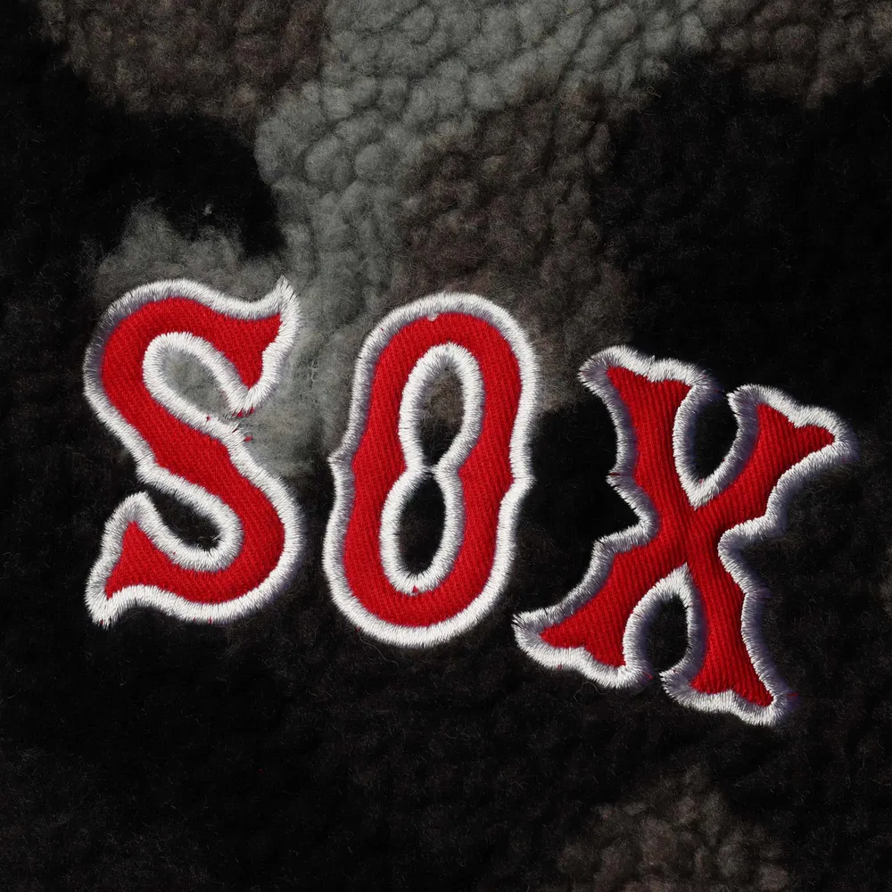 Women's The Wild Collective Black Boston Red Sox Camo Sherpa Full-Zip Bomber Jacket