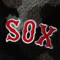 Women's The Wild Collective Black Boston Red Sox Camo Sherpa Full-Zip Bomber Jacket