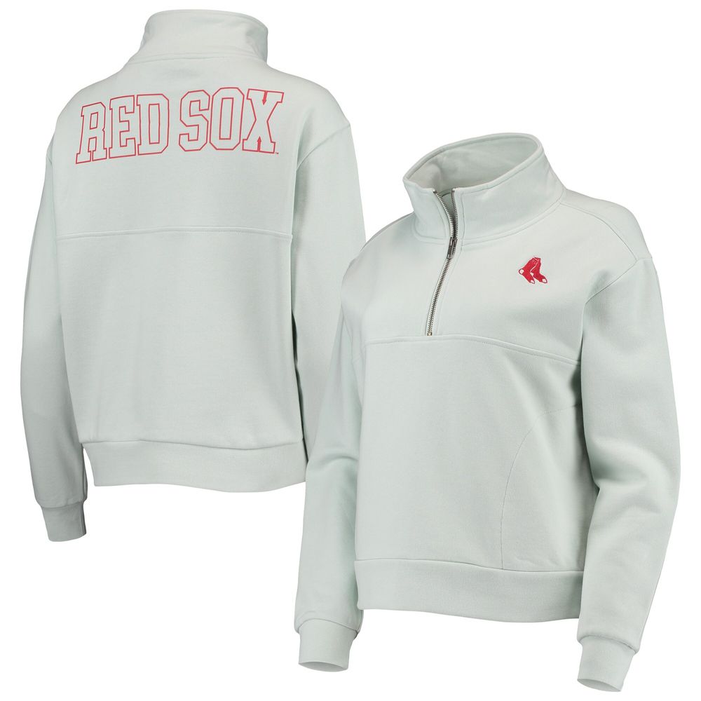 Women's The Wild Collective Light Blue Boston Red Sox Two-Hit Quarter-Zip Pullover Top