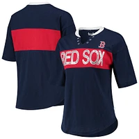 T-shirt à col cranté Boston Red Sox Touch bleu marine/rouge pour femme