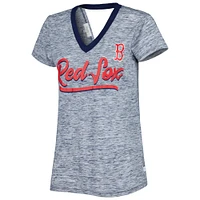 T-shirt à col en V pour femme Touch Navy Boston Red Sox Halftime Back Wrap Top