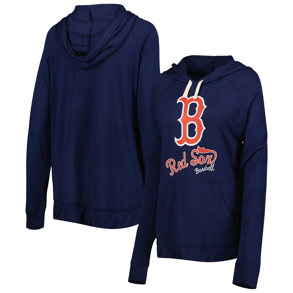 Chandail à capuchon raglan d'avant-match des Red Sox de Boston Touch bleu marine pour femme