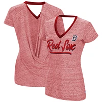 Women's Touch Red Boston Sox Halftime Back Wrap Top V-Neck - T-Shirt