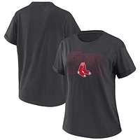 T-shirt boyfriend surdimensionné WEAR by Erin Andrews pour femmes, anthracite, Boston Red Sox