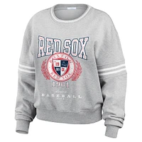 Women's WEAR by Erin Andrews Heather Gray Boston Red Sox Domestic Crest Pullover Sweatshirt