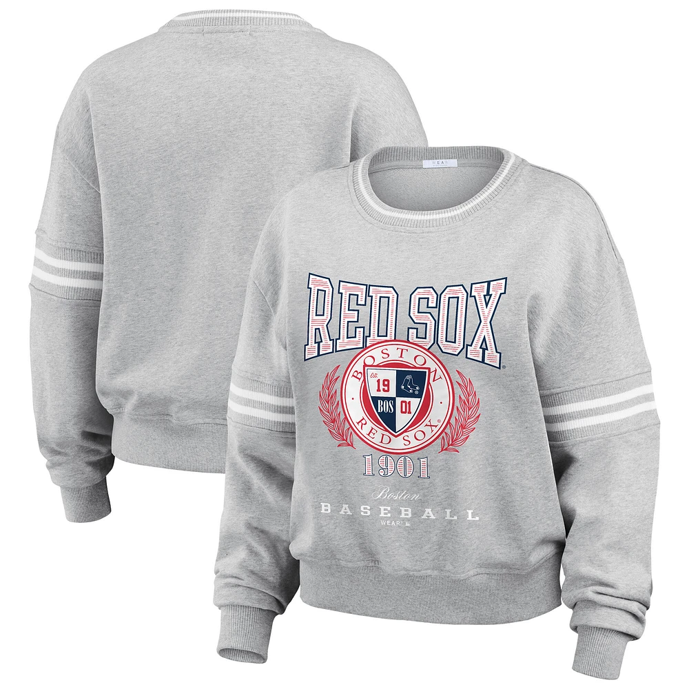 Sweat-shirt à écusson national des Boston Red Sox pour femme WEAR by Erin Andrews, gris chiné