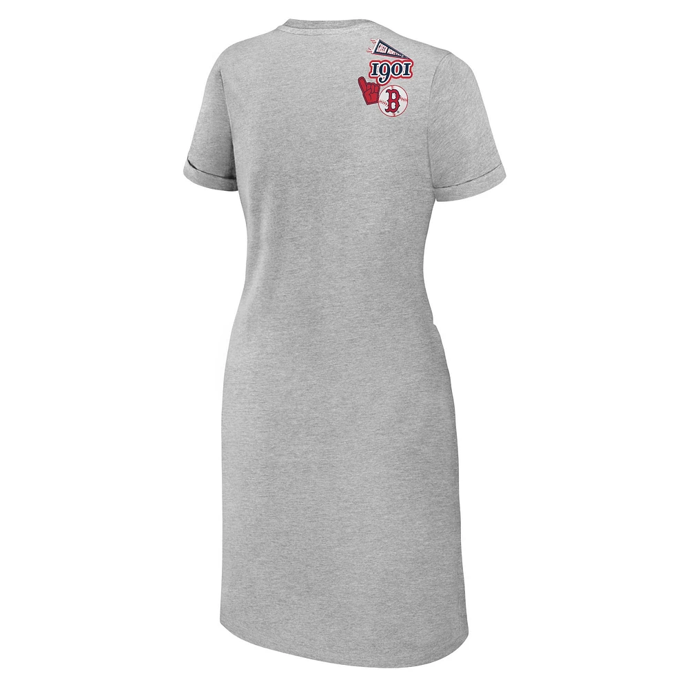 Robe t-shirt nouée WEAR by Erin Andrews gris chiné Boston Red Sox pour femme