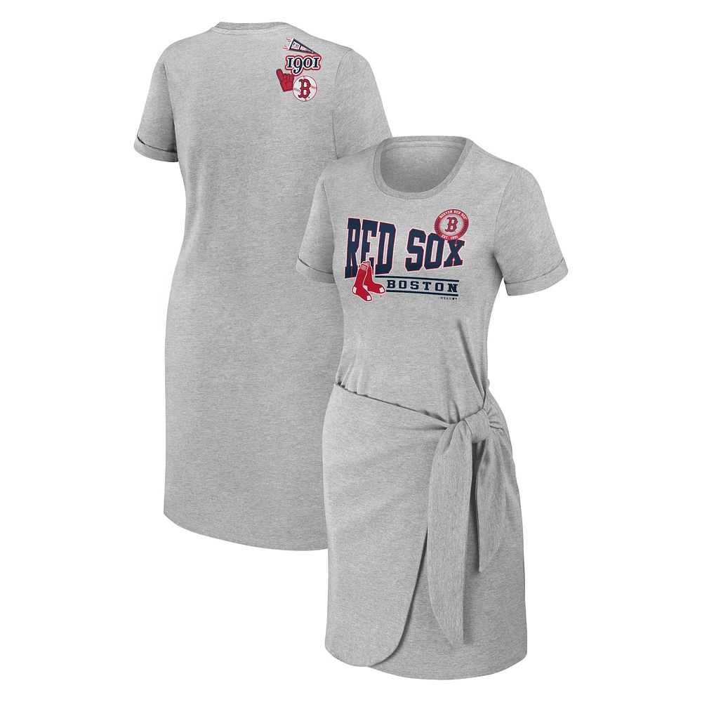 Robe t-shirt nouée WEAR by Erin Andrews gris chiné Boston Red Sox pour femme