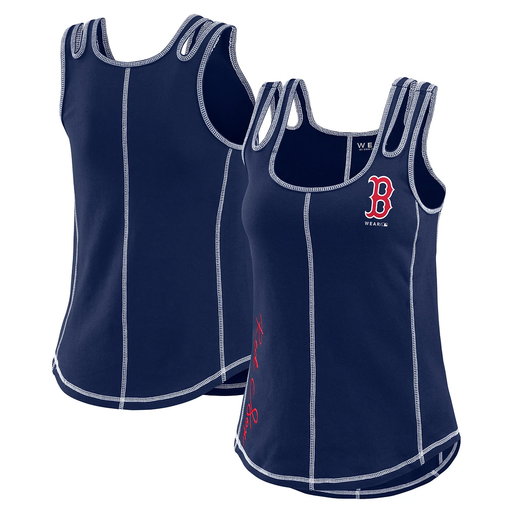 Débardeur à coutures contrastées WEAR by Erin Andrews pour femmes, bleu marine, Boston Red Sox