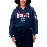 Women's WEAR by Erin Andrews Navy Boston Red Sox  Patch Quarter-Zip Hoodie