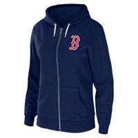 Women's WEAR by Erin Andrews Navy Boston Red Sox Sponge Fleece Full-Zip Hoodie