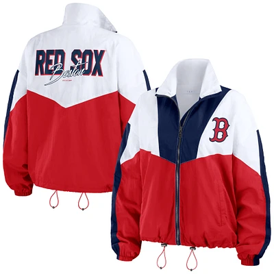 Women's WEAR by Erin Andrews White/Red Boston Red Sox Color Block Full-Zip Windbreaker Jacket