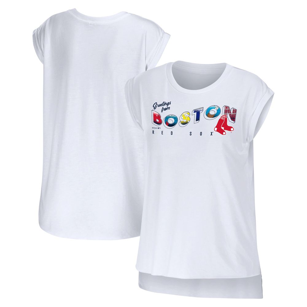 Women's WEAR by Erin Andrews White Boston Red Sox Greetings From T-Shirt