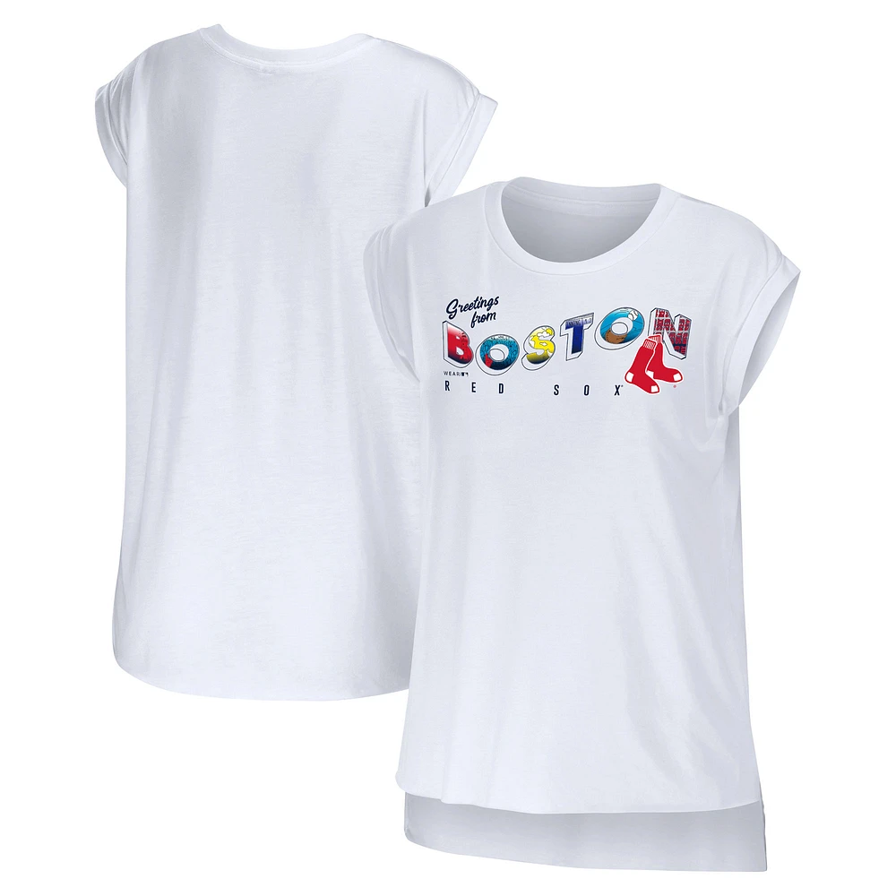 WEAR pour femmes par Erin Andrews T-shirt blanc des Red Sox de Boston Salutations