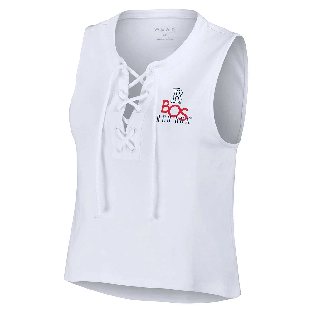 Débardeur WEAR by Erin Andrews blanc à lacets Boston Red Sox pour femme