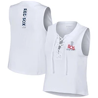 Women's WEAR by Erin Andrews White Boston Red Sox Lace-Up Tank Top