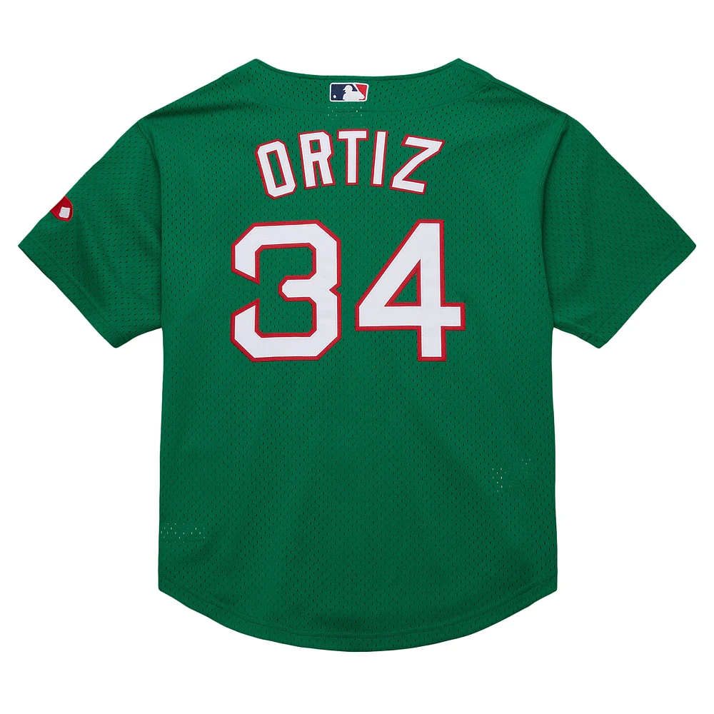 Youth Mitchell & Ness David Ortiz Green Boston Red Sox Cooperstown Collection Mesh Batting Practice Jersey