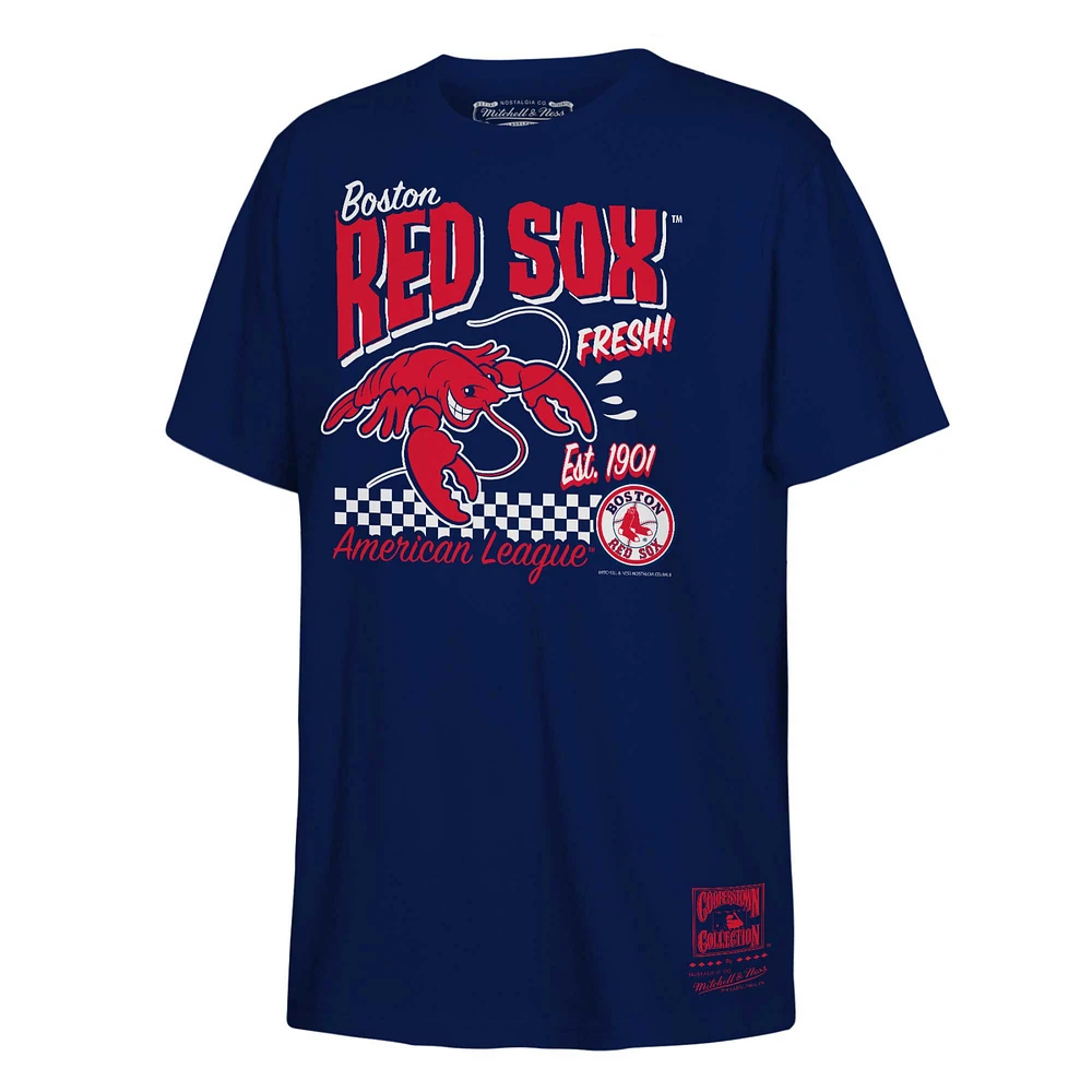 Youth Mitchell & Ness Navy Boston Red Sox Cooperstown Collection Food Concessions T-Shirt