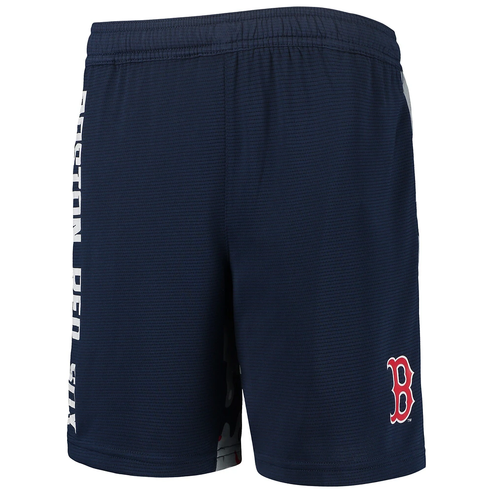 Youth Navy Boston Red Sox Camo Newsies Active Shorts