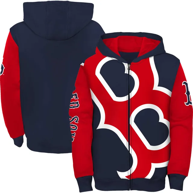 Men's New Era Red Boston Sox Raglan Quarter-Zip Hoodie