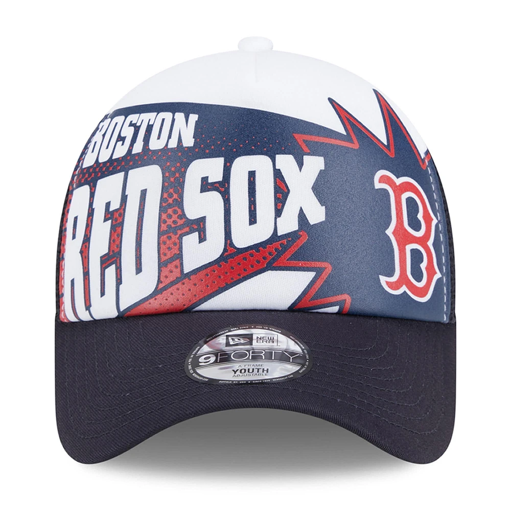 Youth New Era Navy Boston Red Sox Boom 9FORTY Adjustable Hat