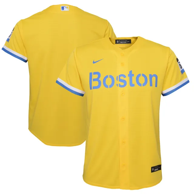 Men's Nike Enrique Hernandez Gold/Light Blue Boston Red Sox City Connect  Name & Number T-Shirt 