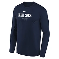 T-shirt de performance à manches longues Nike bleu marine des Red Sox Boston Authentic Collection