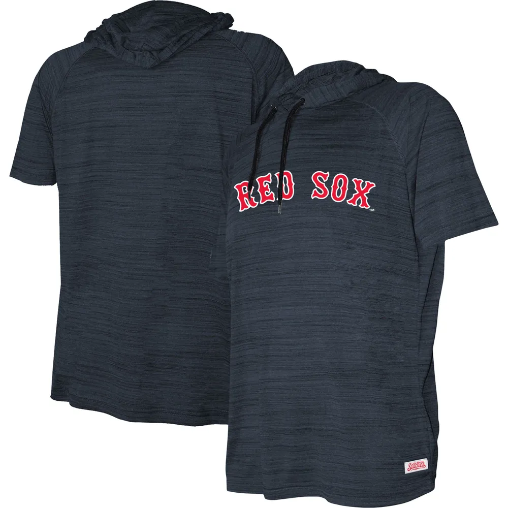 Chandail à capuchon manches courtes raglan Boston Red Sox Heather Navy Stitches pour jeune