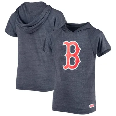 Boston Red Sox Stitches Youth Raglan Short Sleeve Pullover Hoodie - Heathered Navy
