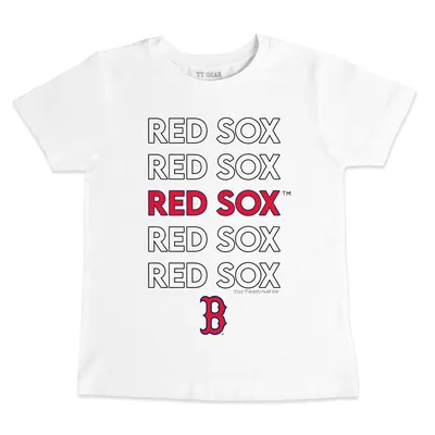 Boston Red Sox Tiny Turnip Toddler Stacked 3/4-Sleeve Raglan T-Shirt -  White/Red