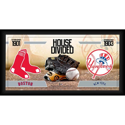 Boston Red Sox vs. New York Yankees Framed 10" x 20" House Divided Baseball Collage