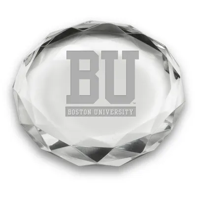 Boston University 3'' Optic Crystal Faceted Paperweight