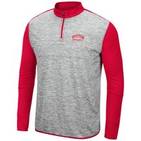 Men's Colosseum Heather Gray/Scarlet Boston University Prospect Quarter-Zip Jacket