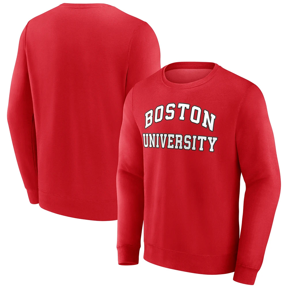Men's Fanatics  Scarlet Boston University Arched Wordmark Pullover Sweatshirt