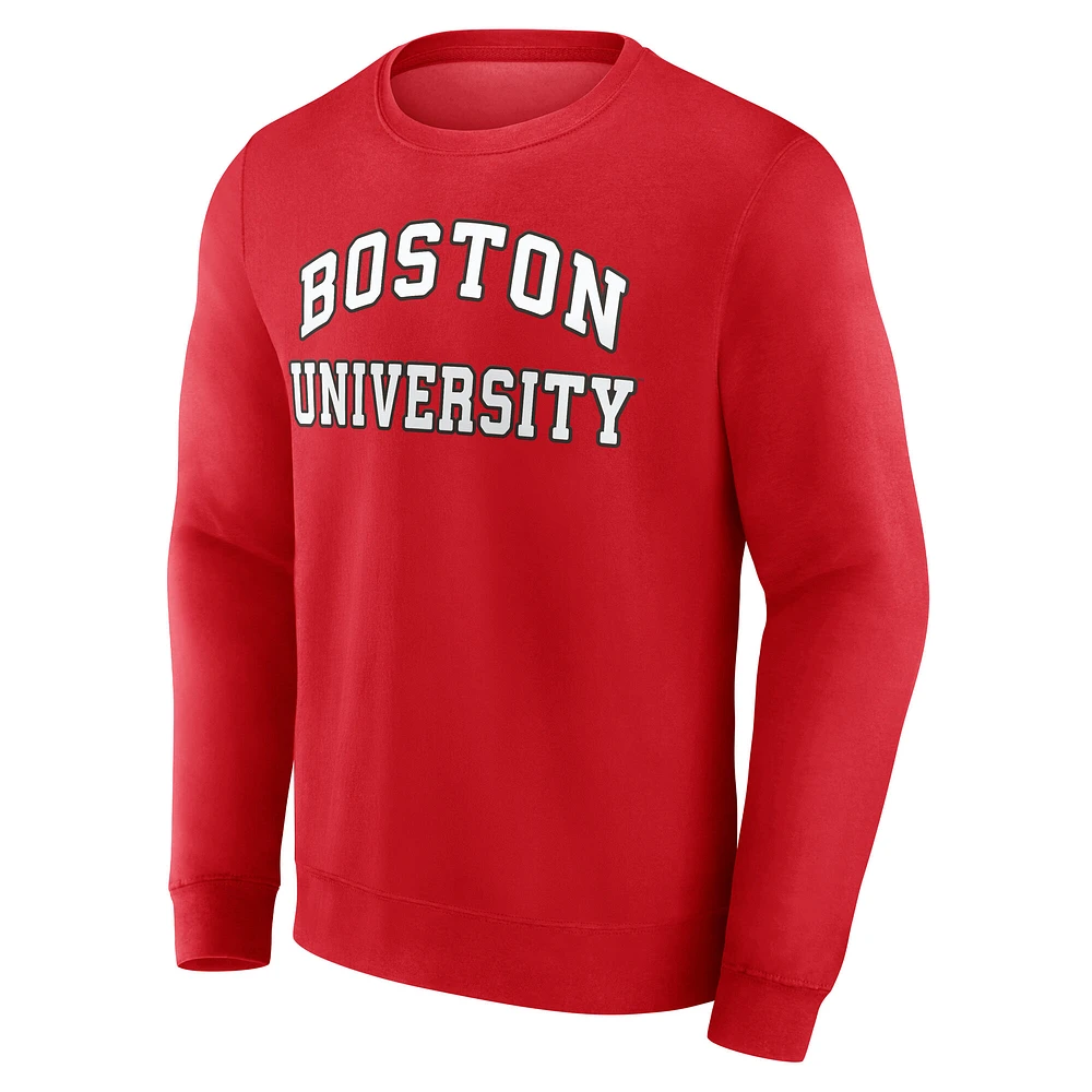 Men's Fanatics  Scarlet Boston University Arched Wordmark Pullover Sweatshirt