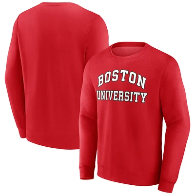 Men's Fanatics  Scarlet Boston University Arched Wordmark Pullover Sweatshirt