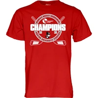 Unisex Blue 84 Scarlet  Boston University Terriers 2025 Hockey East Women's Tournament Champions T-Shirt