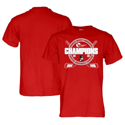 Unisex Blue 84 Scarlet  Boston University Terriers 2025 Hockey East Women's Tournament Champions T-Shirt