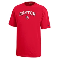 Champion de la jeunesse Scarlet Boston University Arch Over Logo T-Shirt