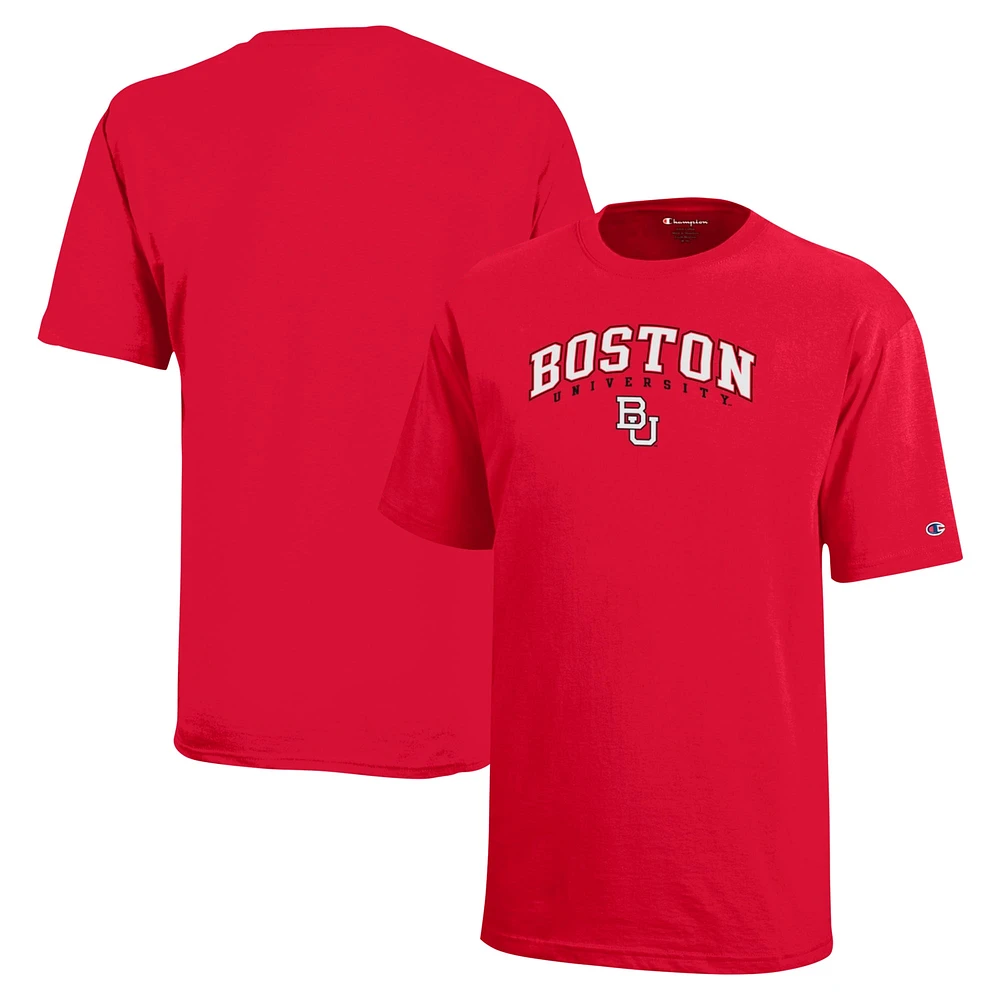 Champion de la jeunesse Scarlet Boston University Arch Over Logo T-Shirt