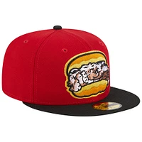 Men's New Era Red Bowie Baysox Theme Nights Pit Beef  59FIFTY Fitted Hat