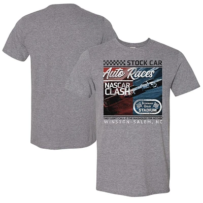 Men's Checkered Flag Sports Heather Charcoal Bowman Gray Stadium Clash Auto Races T-Shirt