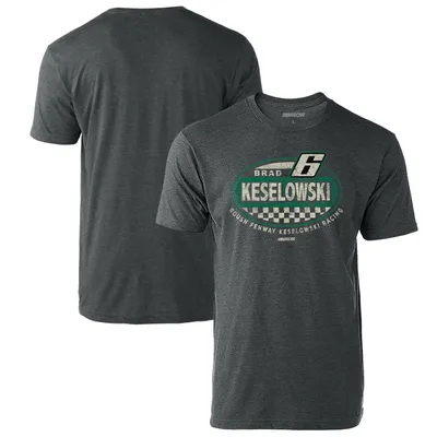 Brad Keselowski Checkered Flag Vintage Rookie T-Shirt - Heathered Charcoal