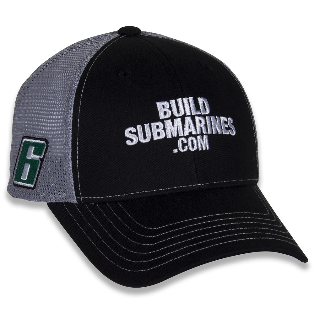 Men's Checkered Flag Sports  Black Brad Keselowski BuildSubmarines.com Team Sponsor Adjustable Hat